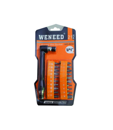 ست 21 عددی سری پیچ گوشتی به همراه چپقی سایز 1/4 وینید WENEED مدل WD-6030