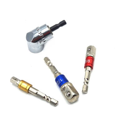 ست 4عددی سر دریلی بکس خور درایوهای 1/4-3/8-1/2 بهمراه رابط چپقی مینی 1/4 مدل CORNER TURNER