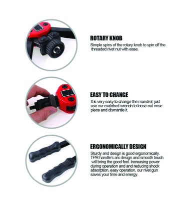 انبر مهره پرچ کن دو دسته حرفه ای M3 تا M12 سایز 14 اینچ PATENTED