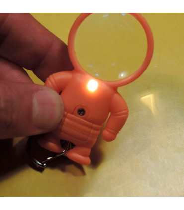 ذره بین کوچک جیبی پهن 5x رنگی دارای LED طرح آدمک