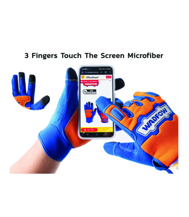 دستکش ایمنی کار ضد ضربه با سه انگشت جهت لمس موبایل وادفو WADFOW مدل WMG1E03