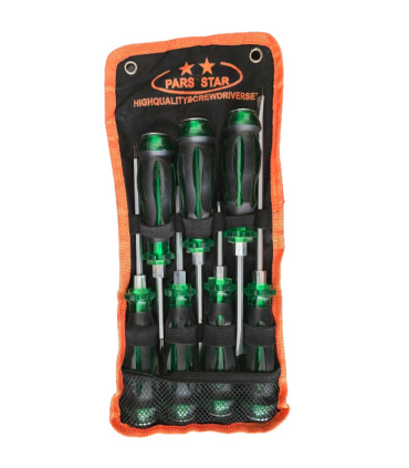 جعبه باز : ست پیچ گوشتی 7 عددی سنگین ضربه و آچارخور پارس استار PARS STAR (کیف برزنتی)