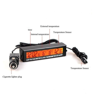 دماسنج و ساعت دیجیتال خودرو مدل EC88 (بک لایت آبی نارنجی)