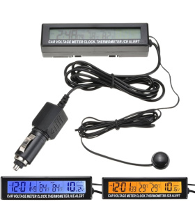 دماسنج و ساعت دیجیتال خودرو مدل EC88 (بک لایت آبی نارنجی)