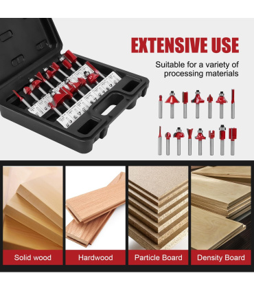 ست 15 عددی تیغ اور فرز نجاری پلاتینیوم شفت 6 میلیمتر