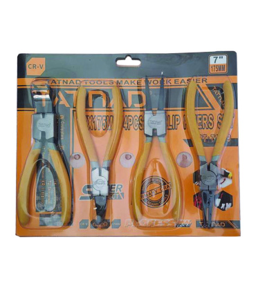 ست 4 عددی انبر خار بازکن و جمع کن ( سر راست و کج ) 7 اینچ تاتناد TATNAD