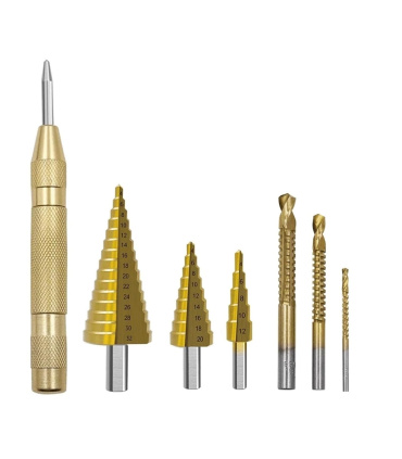 مجموعه 7 عددی مته کاجی ، مته شیار (برش) و سنبه نشان اتوماتیک بریکس BRIX مدل 7PCS