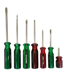 ست پیچ گوشتی 7 عددی تخت و چهارسو دسته کریستالی RONAK تایوان