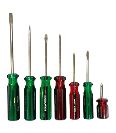 ست پیچ گوشتی 7 عددی تخت و چهارسو دسته کریستالی RONAK تایوان