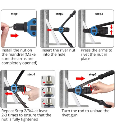 انبر مهره پرچ کن دو دسته M3 تا M12 سایز 12 اینچ فورتیکا FORTIKA مدل FA5244