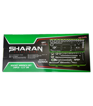 جعبه بکس 24 پارچه حرفه ای  درایو 1/2 اینچ شاران SHARAN مدل SM24-6PT تایوان