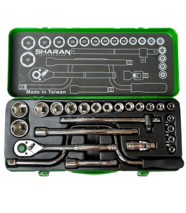 جعبه بکس 24 پارچه حرفه ای  درایو 1/2 اینچ شاران SHARAN مدل SM24-6PT تایوان