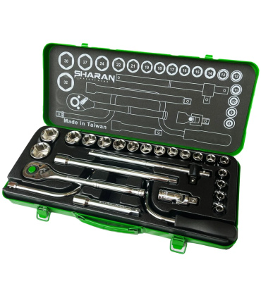 جعبه بکس 24 پارچه حرفه ای  درایو 1/2 اینچ شاران SHARAN مدل SM24-6PT تایوان
