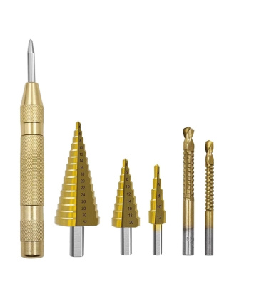 جعبه باز | مجموعه 6 عددی مته کاجی ، مته شیار (برش) و سنبه نشان اتوماتیک فورتیکا FORTIKA مدل +POWER