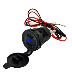 ماژول شارژر USB خودرو دو خروجی 2.1A رو پنلی با نمایشگر دیجیتال آبی