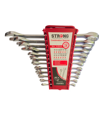 ست آچار پلکانی 12 عددی یکسر تخت و یکسر رینگ STRONG ساخت هند