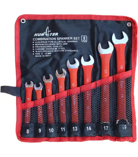 ست آچار 8 عددی 8تا19 یکسر تخت و رینگی روکش دار هانتر HUNTER مدل 19-8