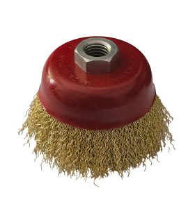 برس کاسه ای افشان سایز 70 مهره دار مخصوص مینی فرز جهان برس ( کاسه قرمز - سیم زرد )