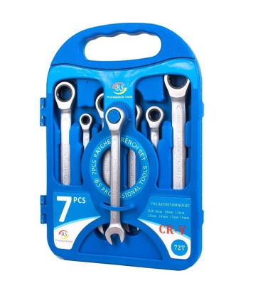 جعبه باز | ست آچار 7 عددی یکسر تخت و رینگ جغجغه ای 72دنده BS