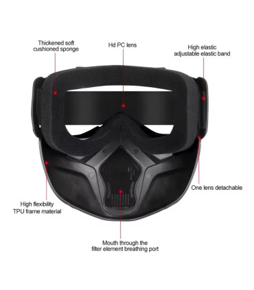 ماسک و عینک ایمنی بهمراه محافظ صورت راکیبا RAKIBA طلق زرد