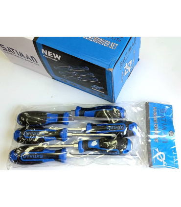 ست پیچ گوشتی 6 عددی ضربه و آچار خور تخت و چهارسو ساتیمن SATIMAN مدل TSM14121