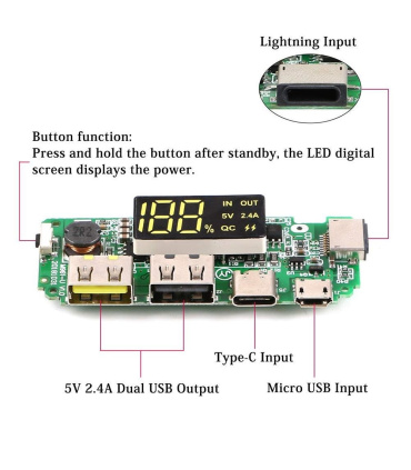 ماژول پاور بانک دو خروجی با نمایشگر H961-U