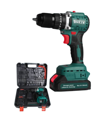 دریل پیچگوشتی شارژی چکشی 21 ولت دو باتری تولیکس TOOLIX مدل TX-2420BR