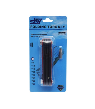 آچار آلن ستاره ای T چاقویی تاشو 8 عددی اسکای SKY مدل ST-1201B