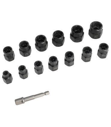 جعبه بکس حلزونی 14پارچه مخصوص پیچ و مهره سرگرد و هرز شده فشارقوی بهمراه سر دریلی 3/8 مکسین MAXIN مدل MX14 جنس CR-MO