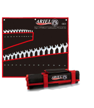 ست 26 عددی آچار یکسر تخت و رینگی فوق حرفه ای سایز6تا32 آریل ARIEL مدل ARAY2601 ضمانت تعویض و استاندارد آلمان