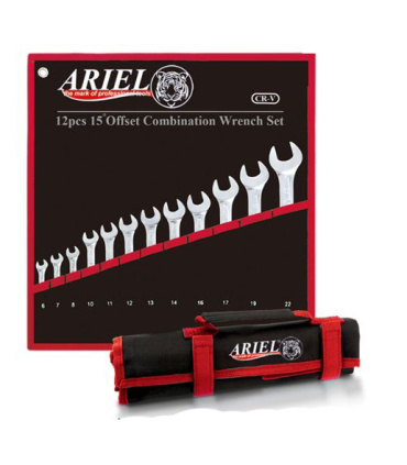 ست 12 عددی آچار یکسر تخت و رینگی فوق حرفه ای سایز6تا22 آریل ARIEL مدل ARAY1201 ضمانت تعویض و استاندارد آلمان