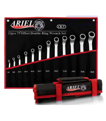 ست 12 عددی آچار دو سر رینگی فوق حرفه ای سایز6تا32 آریل ARIEL مدل ARAR1201 ضمانت تعویض و استاندارد آلمان
