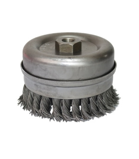 برس کاسه ای طوقه دار بافته سایز 105 مهره دار مخصوص مینی فرز سه ستاره جهان برس (کاسه خاکستری - سیم خاکستری) بزرگ