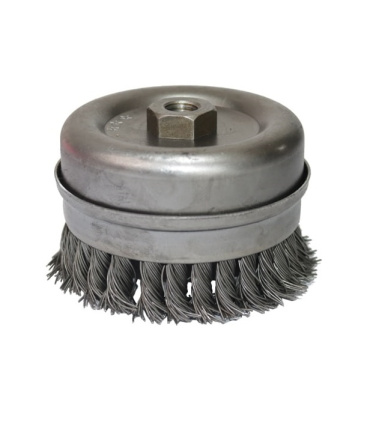 برس کاسه ای طوقه دار بافته سایز 105 مهره دار مخصوص مینی فرز سه ستاره جهان برس (کاسه خاکستری - سیم خاکستری) بزرگ