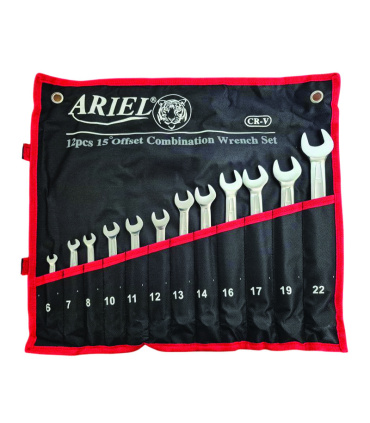 ست 12 عددی آچار یکسر تخت و رینگی فوق حرفه ای سایز6تا22 آریل ARIEL مدل ARAY1201 ضمانت تعویض و استاندارد آلمان