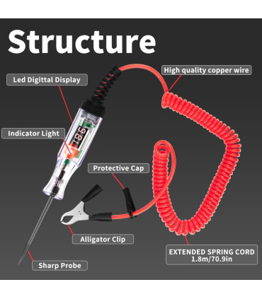 تستر ولتاژ خودرویی 5تا120 ولت DC با تشخیص پلاریته JCBA (کارتن کاهی)