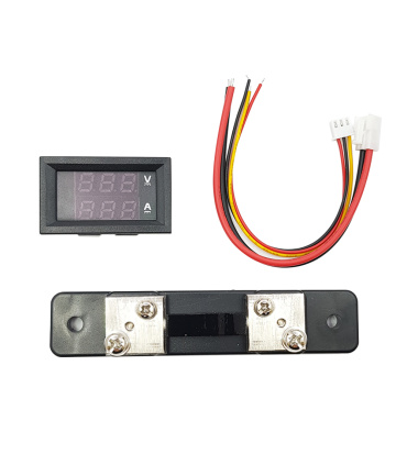 ماژول روپنلی آمپرمتر 0تا50 آمپر و ولت متر 0تا100 ولت DC با سون سگمنت قرمز آبی