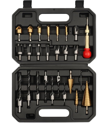 مجموعه 26 عددی ست مته کاجی ، خزینه چوب و آهن ، دوبل زن چوب بهمراه سنبه نشان اتومات مکسین MAXIN مدل MA26