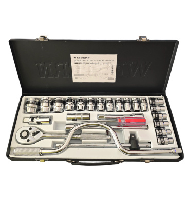 جعبه بکس 2+25 پارچه حرفه ای درایو 1/2 اینچ وسترن WESTERN مدل 2+WSN-25S