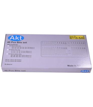 جعبه بیت 40 عددی آلن ستاره T ، شش گوش H و M ام هزارخار ای کی تی AKT مدل BT10-S40