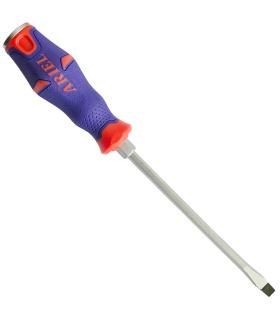 پیچ گوشتی دوسو تخت 150*6 ضربه و آچار خور دسته TPR حرفه ای جنس S2 آریل ARIEL مدل PZD6150