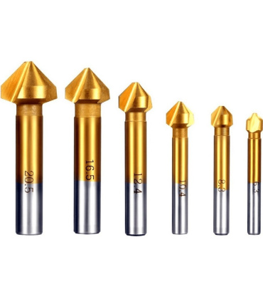 مجموعه 6 عددی مته خزینه ۹۰ درجه آهن پخ زن HHS ورک زون WORKZONE