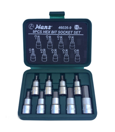 جعبه بکس 9 عددی آلن بکسی شش گوش هنس HANS مدل 46026/9 اصل تایوان