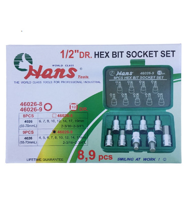 جعبه بکس 9 عددی آلن بکسی شش گوش هنس HANS مدل 46026/9 اصل تایوان