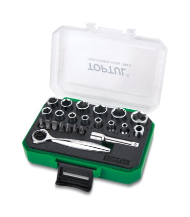 جعبه بکس 23 پارچه درایو 1/4 اینچ جغجغه لولایی تاپ تول TOPTUL مدل GABW2301