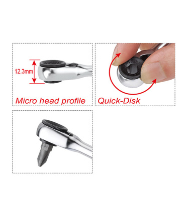 دسته جغجغه ای بیت گیر سایز 1/4 اینچ / 6 میلیمتر 60 دنده تاپ تول TOPTUL مدل CHDV0801