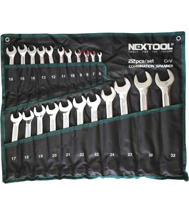 ست 22 عددی آچار یکسر تخت و رینگی حرفه ای سایز6تا32 نکستول NEXTOOL مدل NEX-CS-22SET گارانتی 7 ماهه