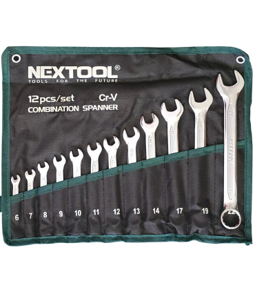 ست 12 عددی آچار یکسر تخت و رینگی حرفه ای سایز6تا22 نکستول NEXTOOL مدل NEX-CS-12SET گارانتی 7 ماهه