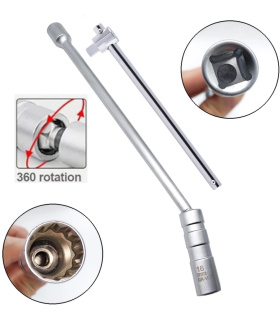 بکس شمع مگنتی سایز 16 جداره نازک لغلغه ای 12پر طول 29 سانت درایو 3/8 آنتون ANTON مدل SP16W (بهمراه دسته بکس کشویی)