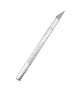 کاتر قلمی بدنه فلزی نقره ای طول 14cm